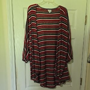 LuLaRoe Lindsay - Red and Black Striped Cardigan